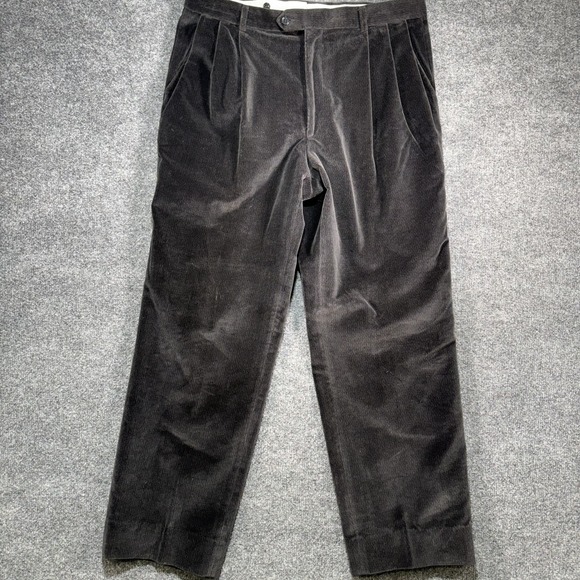Vires I Velluti Pontoglio Velvet Pants Men's 38x30 Black Pleated VTG Italy Made